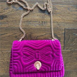 Luxurious Ted Baker Velvet Chain Bag in Vibrant Fuschia Pink